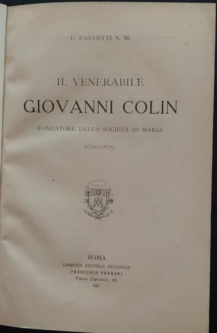 Il venerabile Giovanni Colin - copertina
