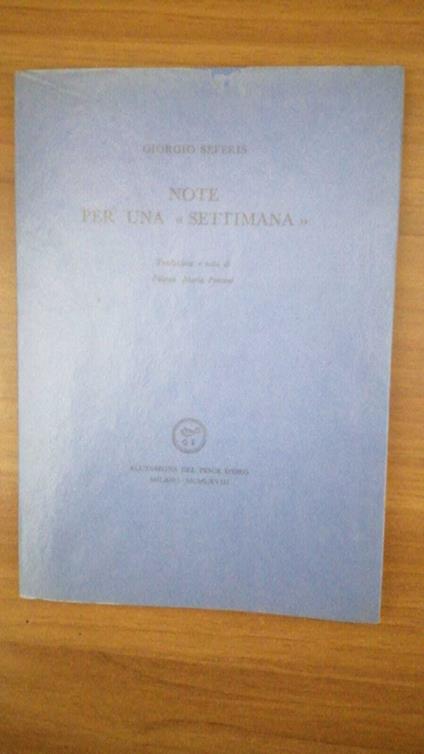 Note per una settimana - Giorgio Seferis - copertina