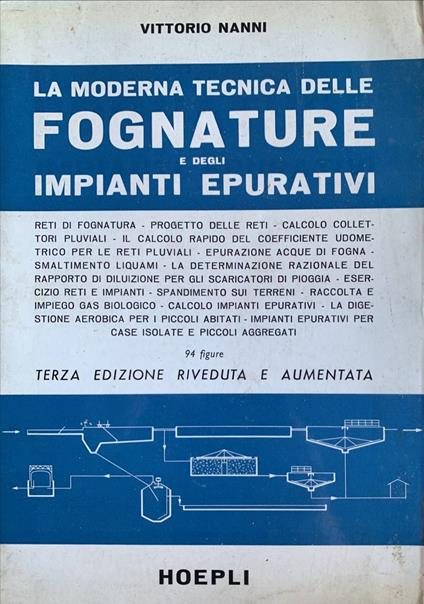 La moderna tecnica delle fognature e degli impianti epurativi - Vittorio Nanni - copertina