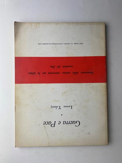 Guerra e Pace di Leone Tolsòj. Recensioni della stampa americana per la prima mondiale del film - copertina