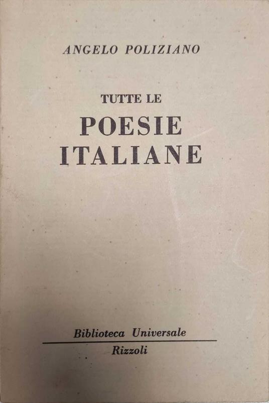 Tutte le poesie italiane - Angelo Poliziano - copertina