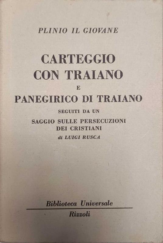 Carteggio con Traiano - Plinio il Giovane - copertina