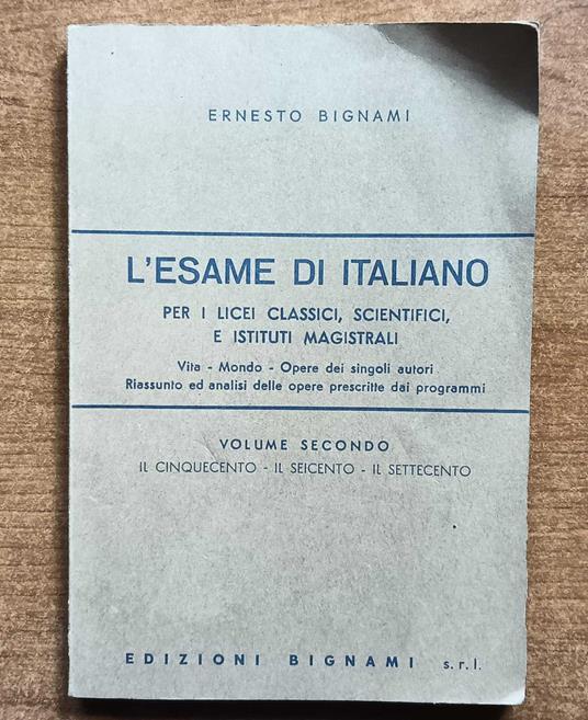 L' esame di italiano - Ernesto Bignami - copertina