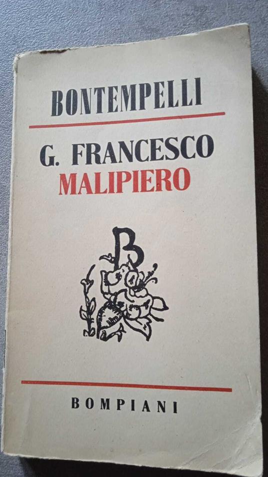 G. Francesco Malipiero - Massimo Bontempelli - copertina