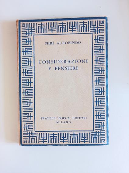 Considerazioni e pensieri - Aurobindo Shri - copertina