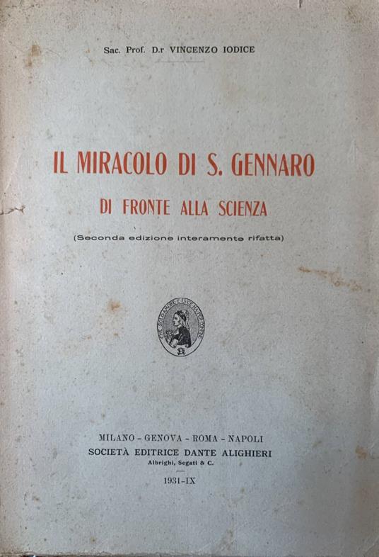 Il miracolo di S. Gennaro di fronte alla scienza - Vincenzo Iodice - copertina