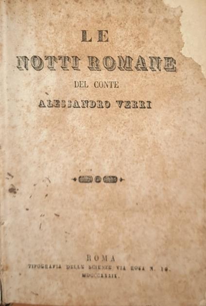 Notti romane - Alessandro Verri - copertina