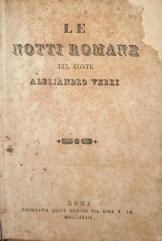 Notti romane - Alessandro Verri - copertina