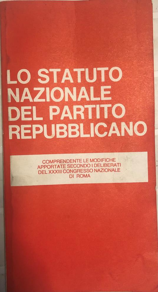 Lo Statuto Nazionale del Partito Repubblicano Italiano - copertina