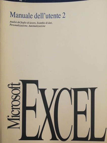 Microsoft Excel, manuale dell'utente 2 - copertina
