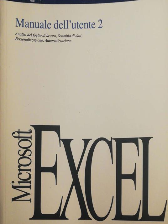 Microsoft Excel, manuale dell'utente 2 - copertina