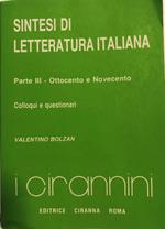 Sintesi di letteratura Italiana. Parte III - Ottocento e Novecento