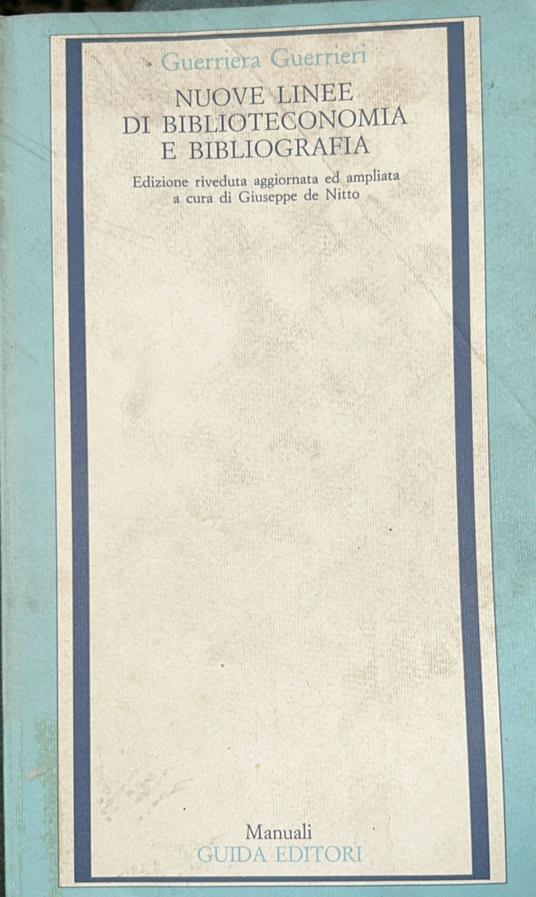 nuove linee di biblioteconomia e bibliografia - copertina