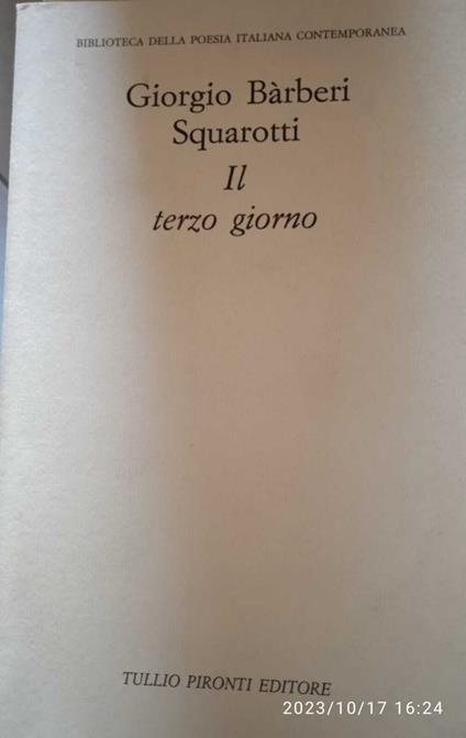 Il terzo giorno - Giorgio Bàrberi Squarotti - copertina