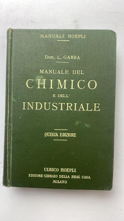 Manuale del chimico e dell'industriale - copertina