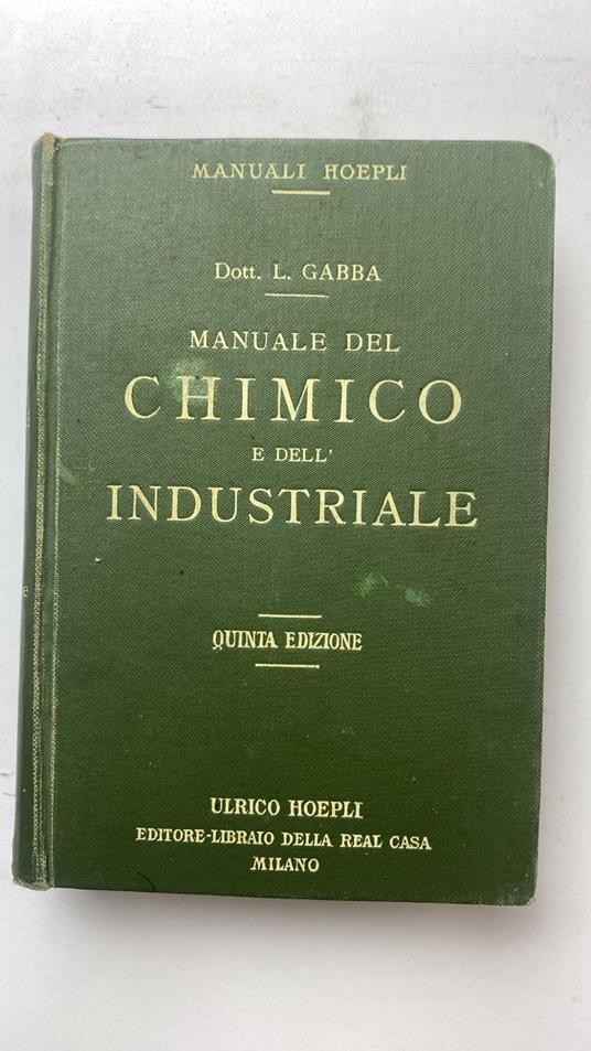 Manuale del chimico e dell'industriale - copertina