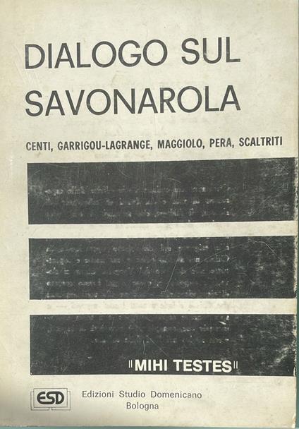 Dialogo sul Savonarola - copertina