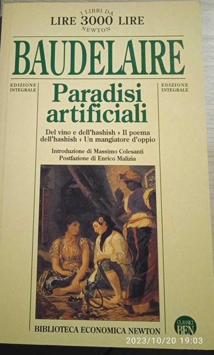 Paradisi artificiali: Del vino e dell'hashish-Il poema dell'hashish-Un mangiatore d'oppio - Charles Baudelaire - copertina