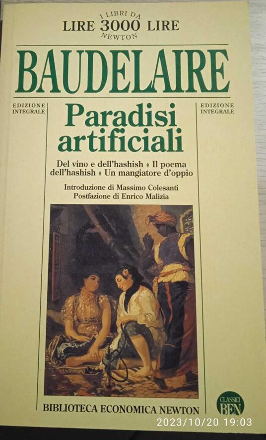 Paradisi artificiali: Del vino e dell'hashish-Il poema dell'hashish-Un mangiatore d'oppio - Charles Baudelaire - copertina
