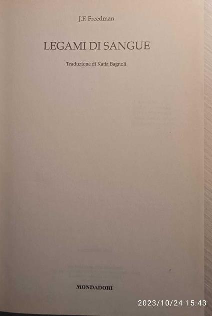 Legami di sangue - J. F. Freedman - copertina