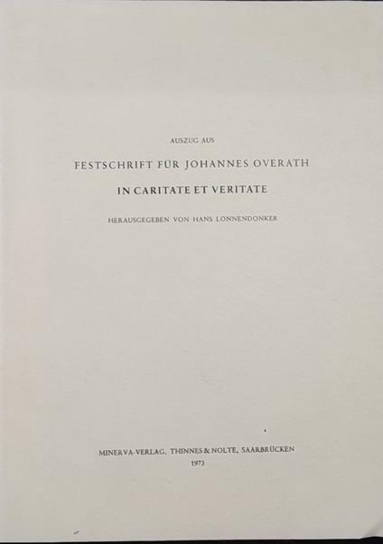 Festschrift fur johannes overath - copertina