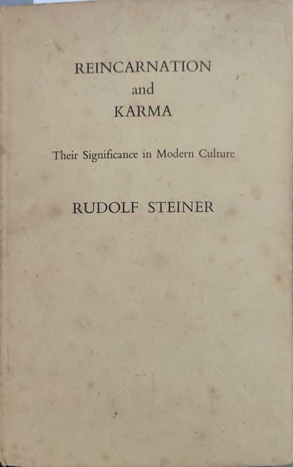 Reincarnation and Karma - Rudolf Steiner - copertina