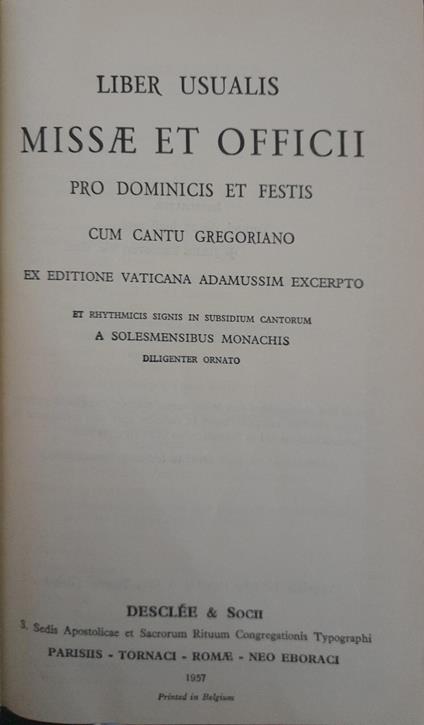 Missae et officii pro dominicis et festis cum cantu gregoriano - copertina