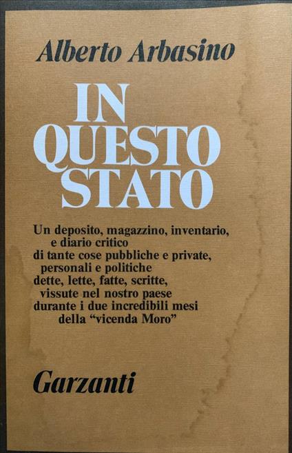 In questo Stato - Alberto Arbasino - copertina