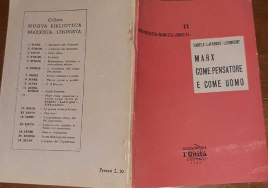 Marx come pensatore e come uomo - copertina