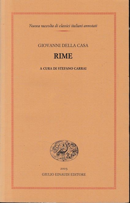 Rime - Giovanni Della Casa - copertina