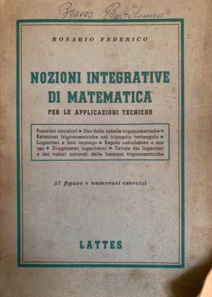 Nozioni integrative di matematica - Rosario Federico - copertina