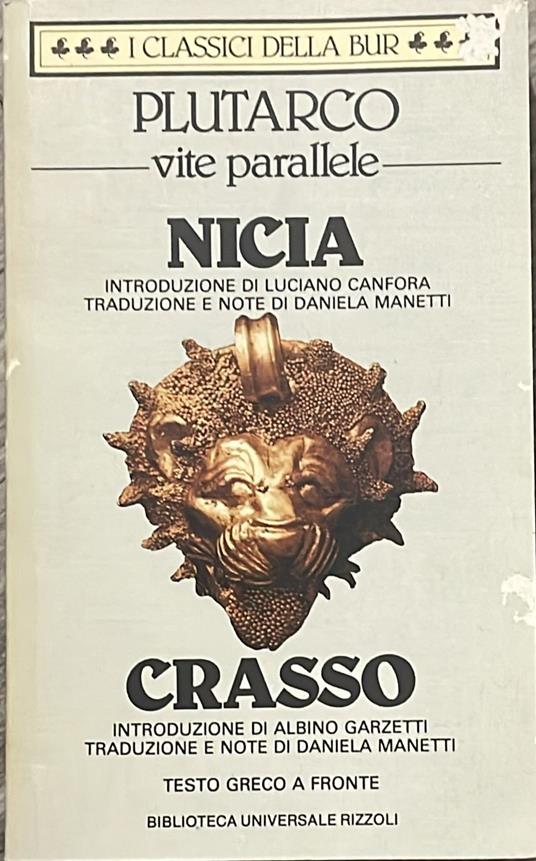 Vite parallele Nicia-Crasso - Plutarco - copertina