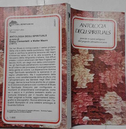 Antologia degli spirituals. Testo inglese a fronte - copertina