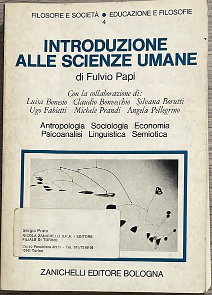 Introduzione alle scienze umane - Fulvio Papi - copertina