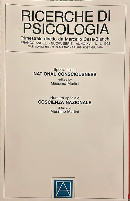 Ricerche di psicologia - Marcello Cesa-Bianchi - copertina