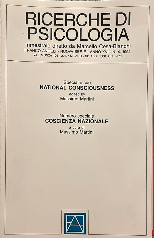 Ricerche di psicologia - Marcello Cesa-Bianchi - copertina