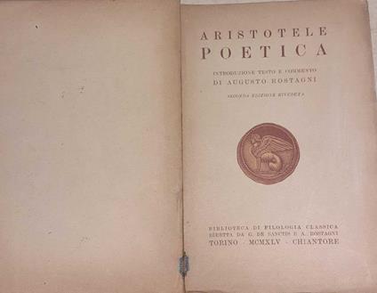 Aristotele poetica - Augusto Rostagni - copertina