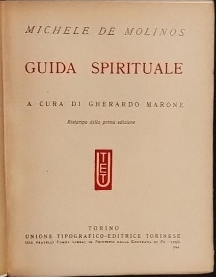 Guida spirituale - Michele De Molinos - copertina