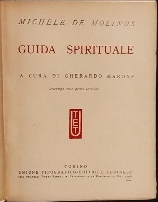 Guida spirituale - Michele De Molinos - copertina