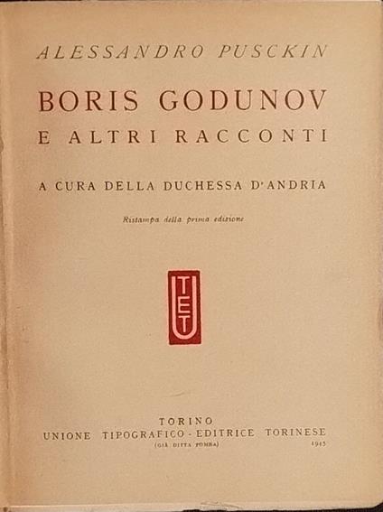 Boris Godunov e altri racconti - Aleksandr Puskin - copertina