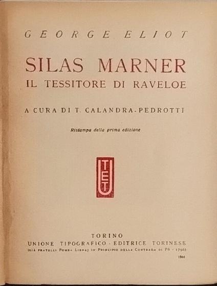 Silas Marner. Il tessitore di Raveloe - George Eliot - copertina