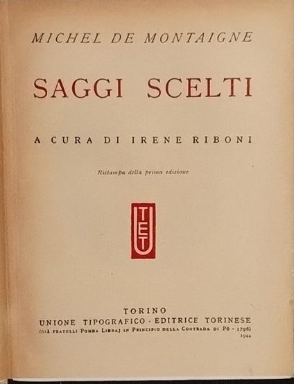 Saggi scelti - Michel de Montaigne - copertina
