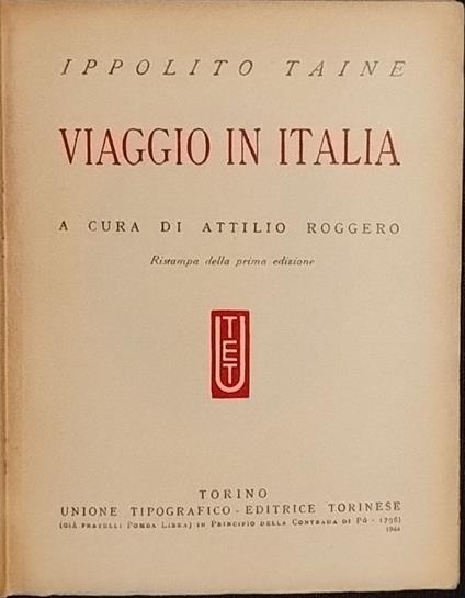 Viaggio in Italia - Hippolyte Taine - copertina