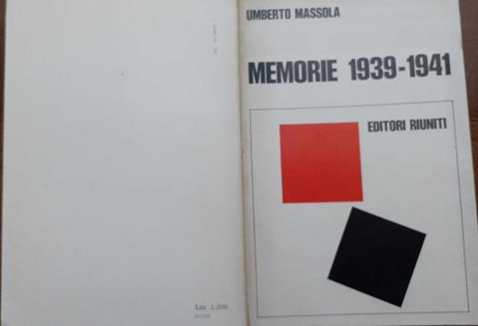 Memorie 1939-1941 - Umberto Massola - copertina