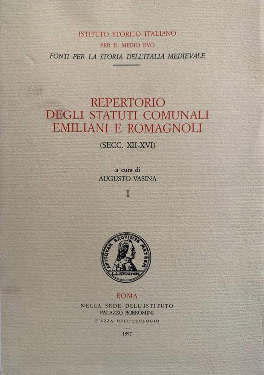 Repertorio degli statuti comunali emiliani e romagnoli (Secc. XII-XVI) - copertina
