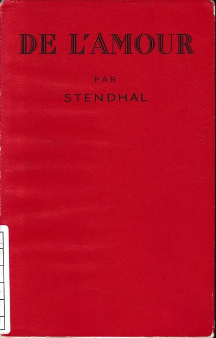 De l'Amour, par Stendhal - copertina