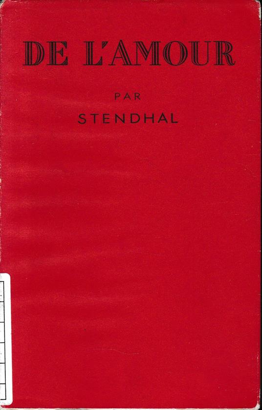 De l'Amour, par Stendhal - copertina