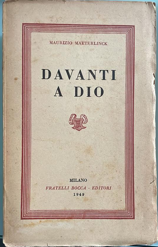 Davanti a Dio - Maurice Maeterlinck - copertina