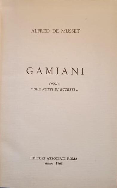 Gamiani ossia due notti di eccessi - Alfred de Musset - copertina