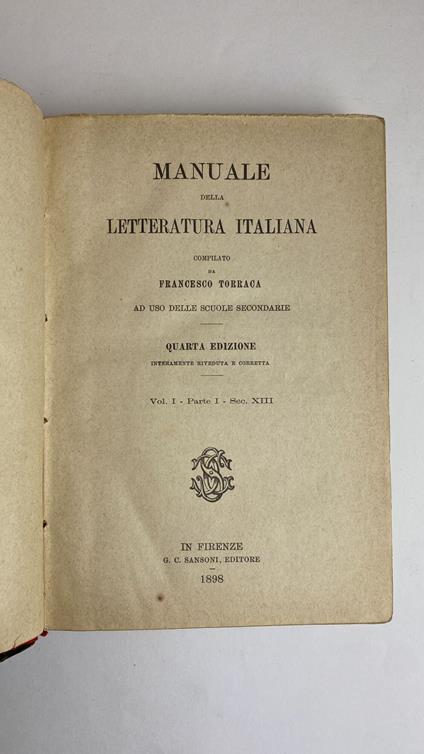 Manuale della letteratura italiana - Francesco Torraca - copertina